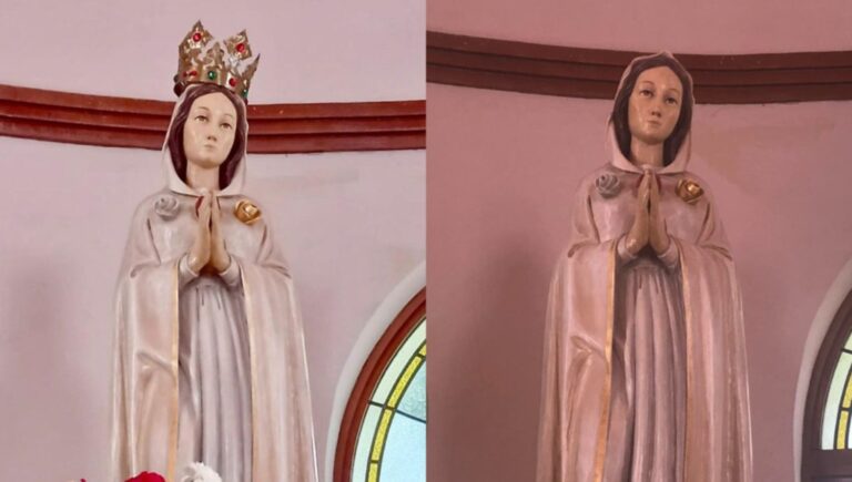 Recuperan la corona dorada de la Rosa Mística robada en La Plata