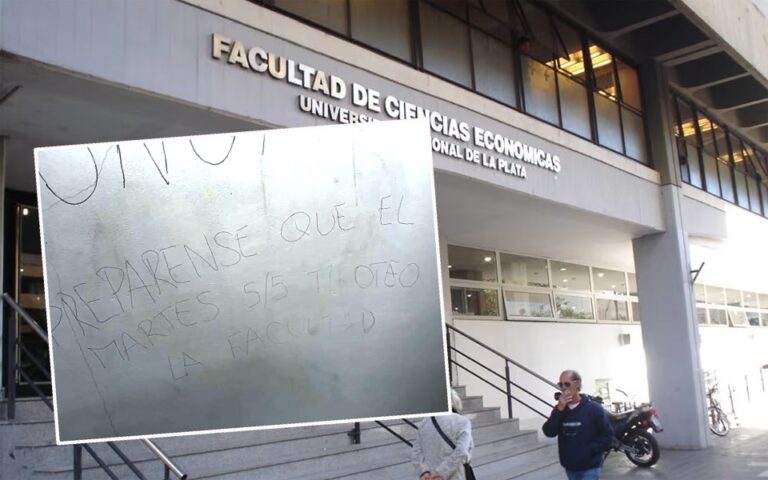 Las amenazas de tiroteo llegaron a la UNLP: pintada en Cs. Económicas